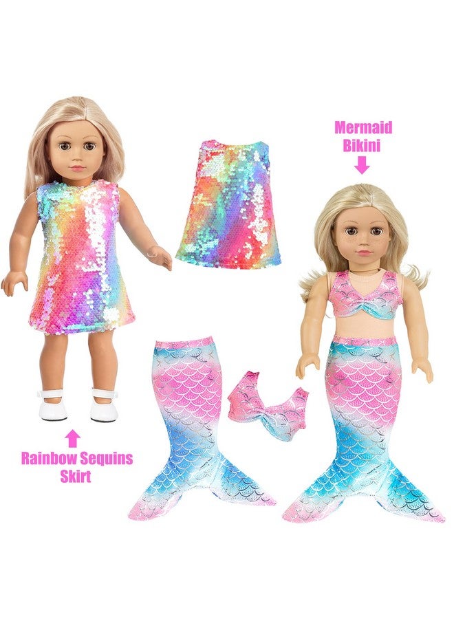 ibayda Fashion 10 Sets 18 inch Doll Clothes and Accessories Play Set inlcude Mermaid Shinning Dress Outfits Bikini Hat Handbag (No Doll) - Image 3