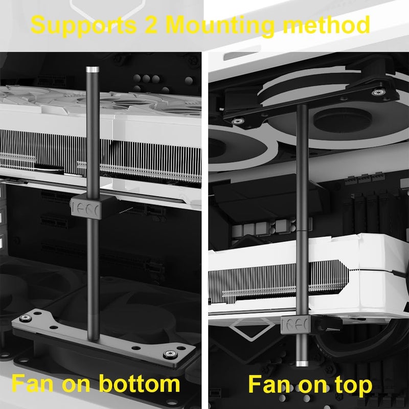 JOYJOM GPU Support Bracket, GPU Holder Stand, Adjustable GPU Sag Bracket Graphics Card Support for 12cm Fan Mount CNC Aluminum (0.63-6.3inch) - Image 2