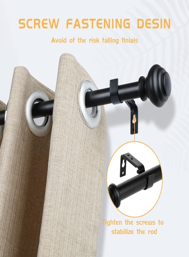 MERJULAN 1 Inch Black Curtain Rods for Windows, Heavy Duty, 72 to 144 Inch, Standard Decorative Window Curtain Rod Set with Brackets for Bathroom, Kitchen, Bedroom, Black - Image 2