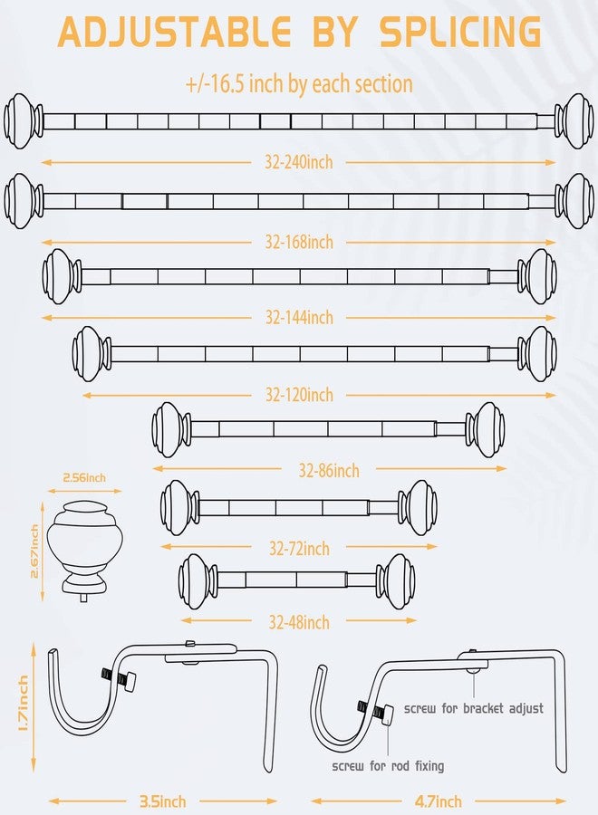 MERJULAN 1 Inch Black Curtain Rods for Windows, Heavy Duty, 72 to 144 Inch, Standard Decorative Window Curtain Rod Set with Brackets for Bathroom, Kitchen, Bedroom, Black - Image 5