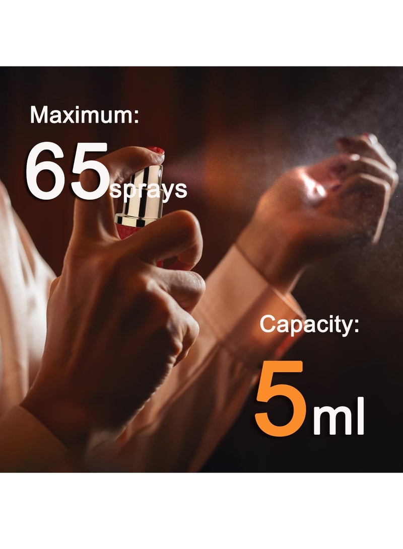 SOLARAE 2Pcs Perfume Atomizer Bottle (5ML),Mini Refillable Empty Cologne Spray Bottle With Luxury Leather Case,for Travel Out Side Work Women and Men (Black+Red) - Image 4