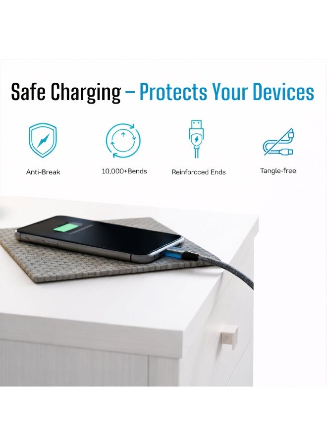 Hamzone USB-Type C - Fast Charging Cable 3A 1M (Pack of 5), Nylon Braided Charger Cord for Samsung, Xiaomi, Huawei, Vivo, OPPO, Tablets, Power Banks, Android Devices - Image 4