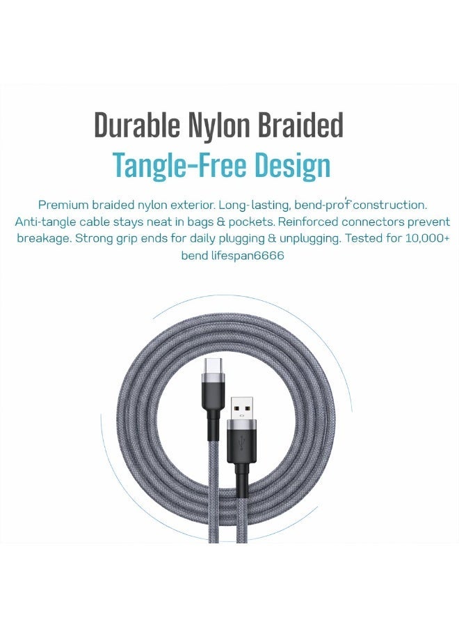 Hamzone 5 Pack USB Type C 3A Fast Charging Cable, 1M Nylon Braided USB C Charger Cord for Samsung, Xiaomi, Huawei, iPhone 17 16 Pro Max, Android Devices and Tablets - Image 3