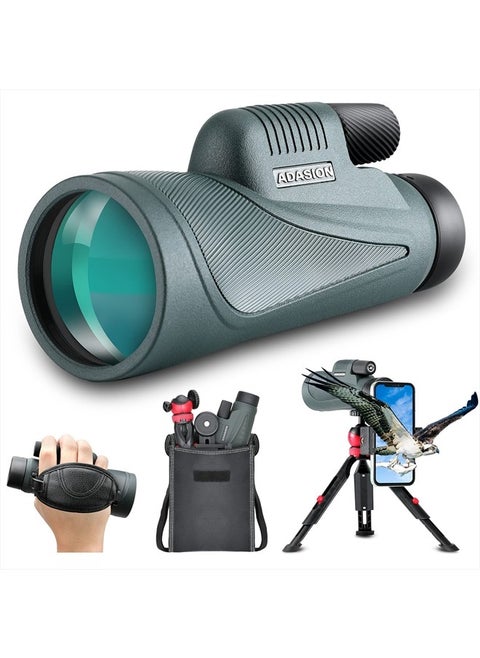 12x56 HD Monocular Telescope with Smartphone Adapter, Upgraded Tripod, Hand Strap - High Power Monocular with Clear Low Light Vision for Star Watching - Lightweight Monocular for Bird Watching Hunting