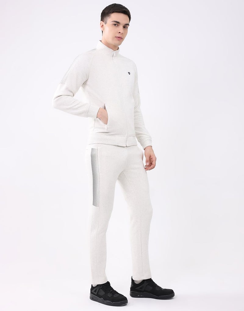 Monte Carlo Men’s Regular Fit Collared Neck Full Sleeve Printed Winter Tracksuit | Stylish Printed Design | Soft Warm Fabric | Stylish Winter Sports & Casual Wear for Men Off White M (Pack Of 1) - Image 3