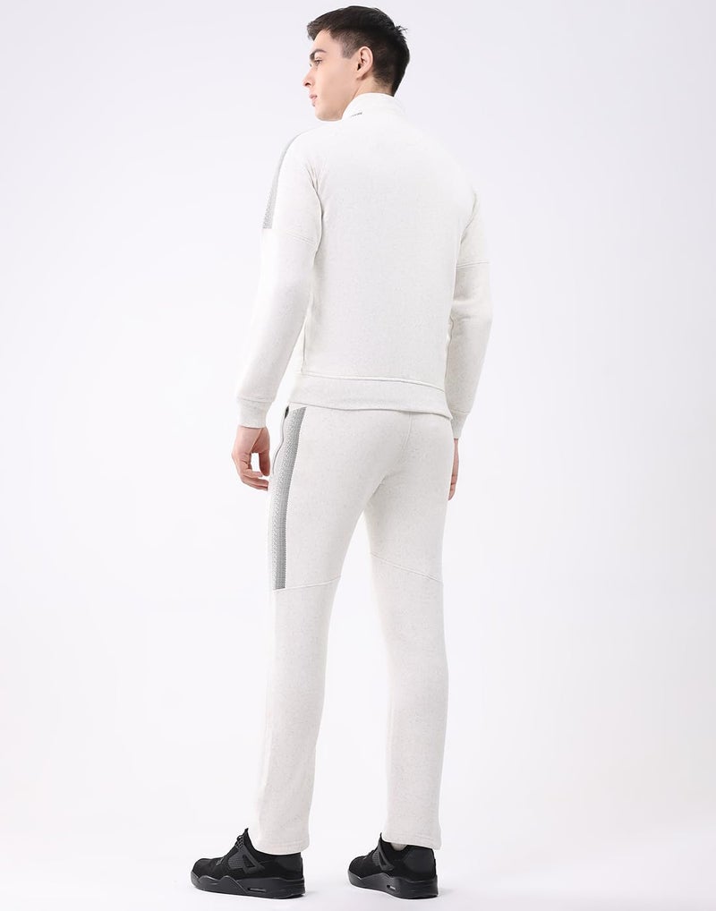 Monte Carlo Men’s Regular Fit Collared Neck Full Sleeve Printed Winter Tracksuit | Stylish Printed Design | Soft Warm Fabric | Stylish Winter Sports & Casual Wear for Men Off White M (Pack Of 1) - Image 4