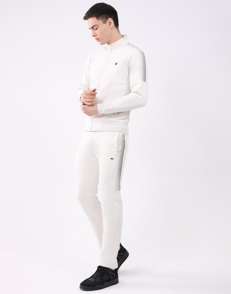 Monte Carlo Men’s Regular Fit Collared Neck Full Sleeve Printed Winter Tracksuit | Stylish Printed Design | Soft Warm Fabric | Stylish Winter Sports & Casual Wear for Men Off White M (Pack Of 1) - Image 2