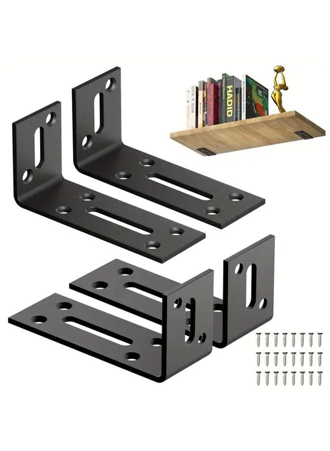 4Pcs Black L Shaped Corner Braces 40x80x35mm Heavy Duty Metal Shelf Support - Image 1