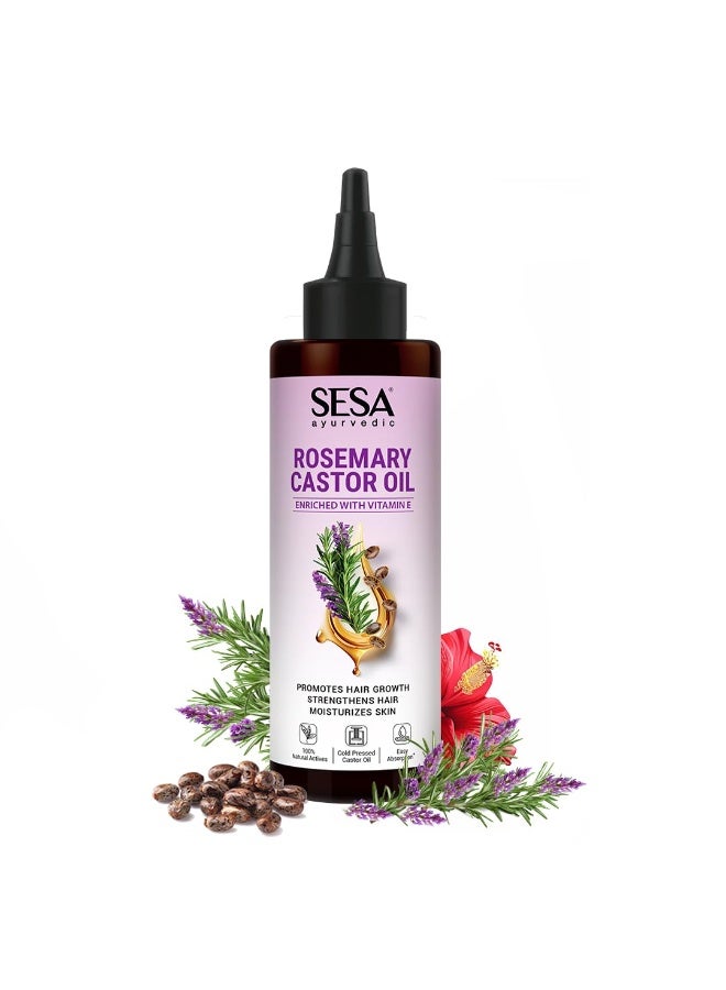 Sesa Rosemary Castor Hair Oil for Hair Growth & Hair Fall Control | Ayurvedic Oil with Sesame & Hibiscus | Strengthens Roots & Nourishes Scalp | For Dry Hair & Skin | 200ml - Image 1