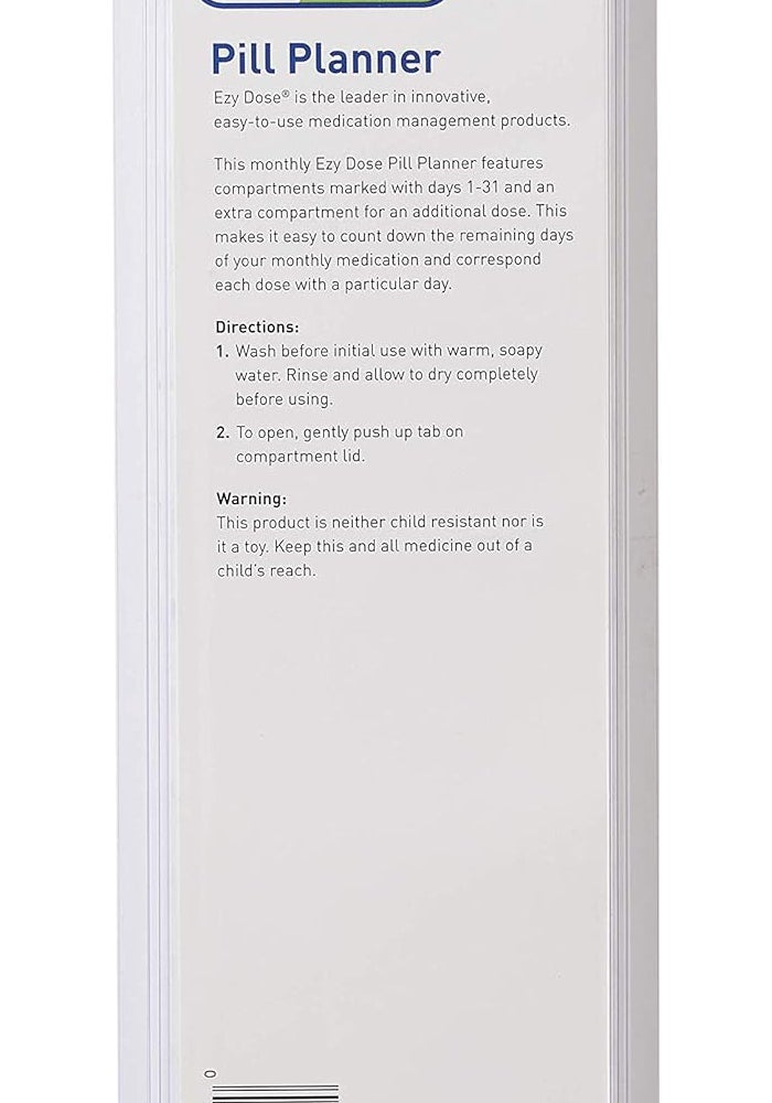 Ezy Dose 31-Day Pill Organizer Box - Monthly Medicine and Vitamin Planner with Extra Storage Compartments - Image 2