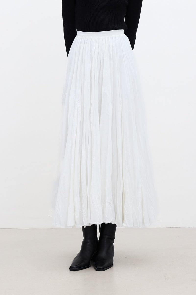 Manuka Pleated Maxi Skirt Ecru  - Image 4