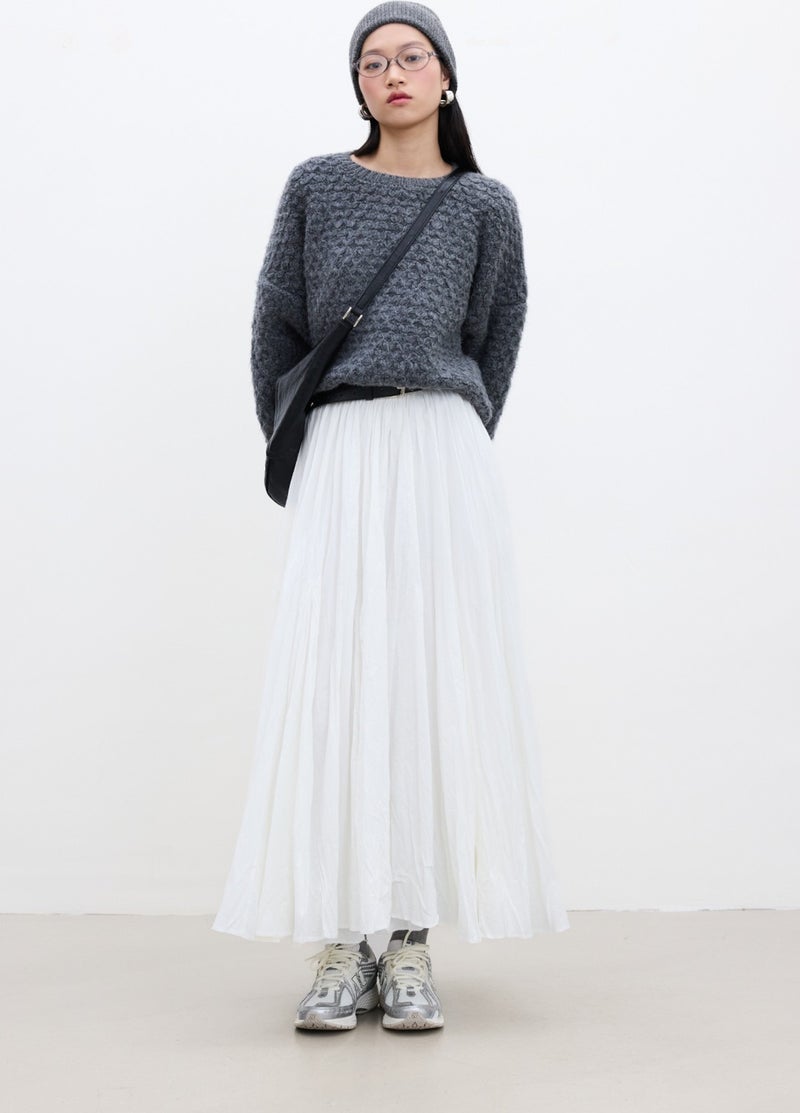 Manuka Pleated Maxi Skirt Ecru  - Image 3