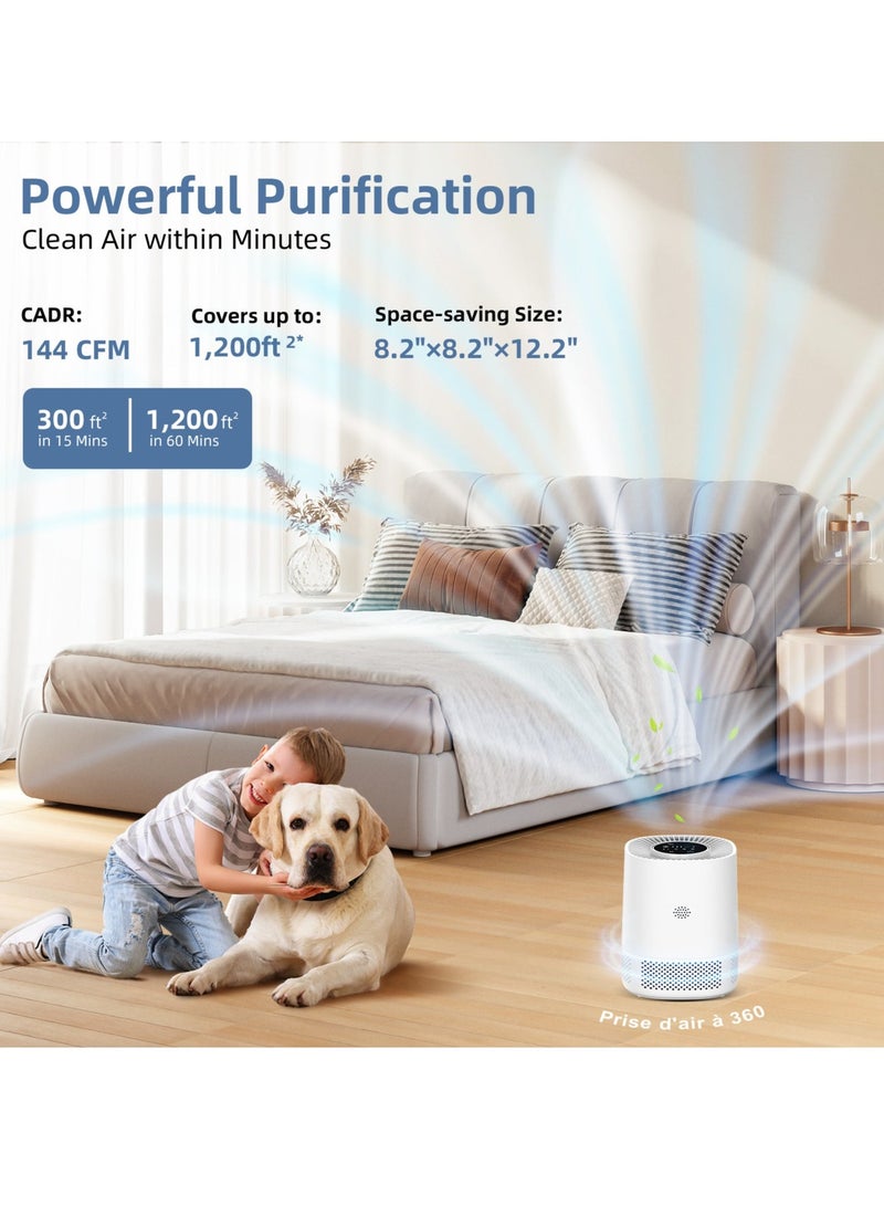 ET-LIFE Smart Air Purifier for Home Bedroom, H13 HEPA Air Filter with Real Time Air Quality Sensor, Removes 99.97% Pollen Allergies Dust Odours, Air Cleaner with Quiet Auto Mode - Image 4