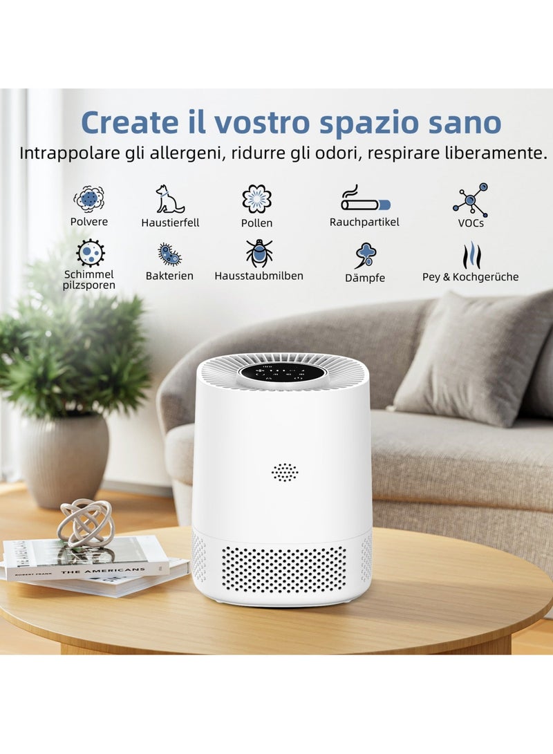 ET-LIFE Smart Air Purifier for Home Bedroom, H13 HEPA Air Filter with Real Time Air Quality Sensor, Removes 99.97% Pollen Allergies Dust Odours, Air Cleaner with Quiet Auto Mode - Image 5