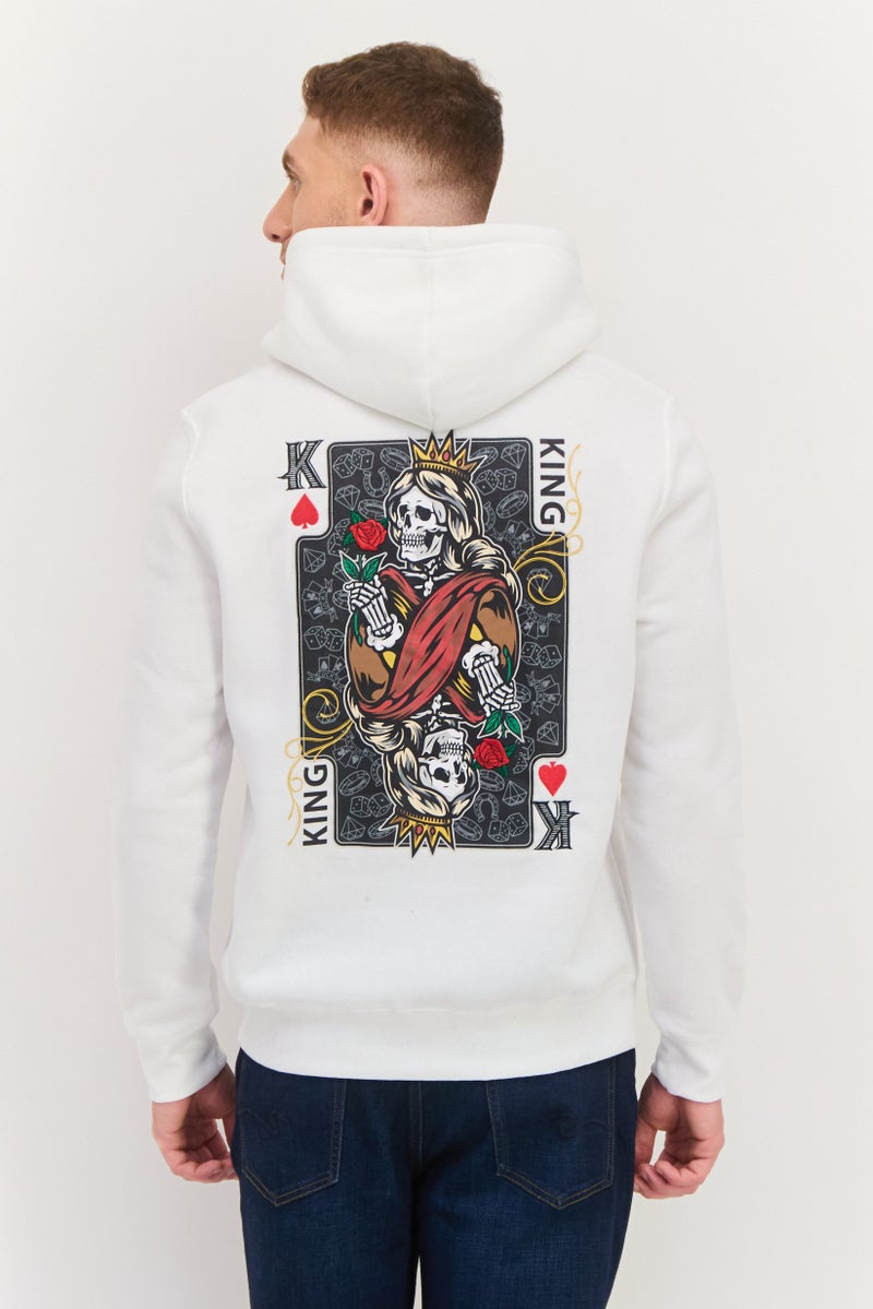 MEMBERS ONLY سويت شيرت رجالي بقلنسوة مزخرف بأكمام طويلة، أبيض - Image 3