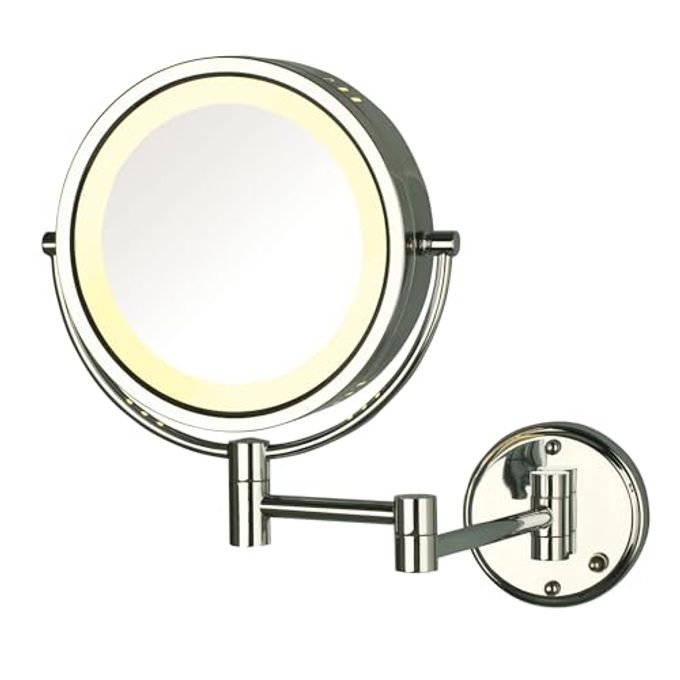 rayihni Wall-Mounted Magnifiying Makeup Mirror with Lights Direct Wire Mirror with Chrome Finish 8X/1X Magnification Model HL75CD - Image 4