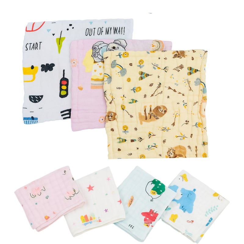 Infantbond Muslin 6 Layer Cotton Face Towels | Newborn Baby Extra Soft Hankies Reusable Napkins | Baby Napkins | Infant Face Cloths(Pack of 5)(30 * 30CM) - Image 4