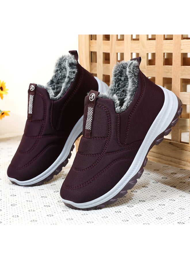 Cotton Shoes, Winter Women's Shoes, Velvet Thickened Cotton Boots, Mother's Shoes Large Size Short Boots, Same Style Warm Snow Boots For Men And Women