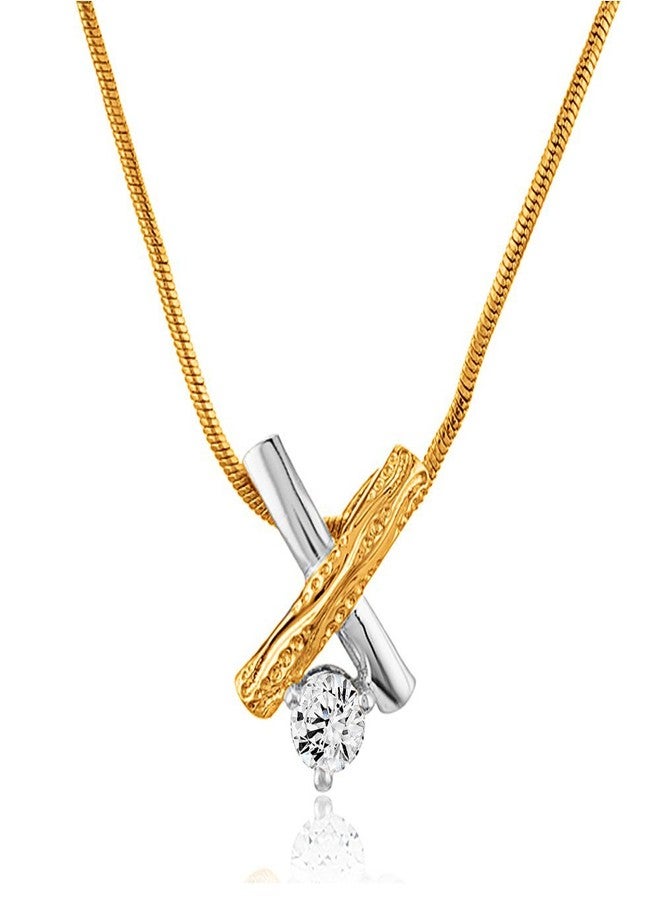 Mahi Cross Gold and Rhodium Dual Tone Pendant for Women PS1105038M - Image 1