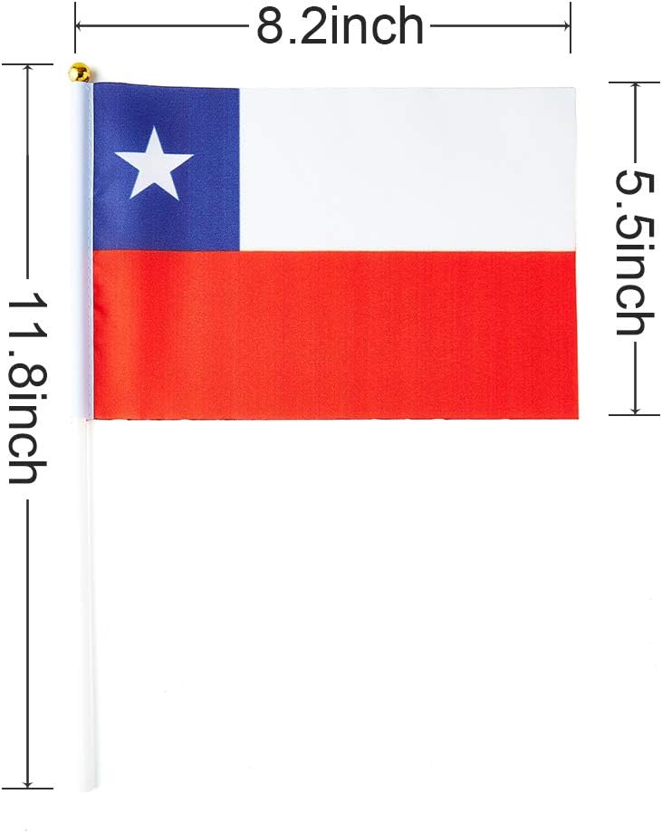 mflagperft Chile Flag Chilean Flag, Small Mini Handheld Chile Flags on Stick, Ideal for Party Parades Sports Events Patriotic Festival Decorations - Image 2