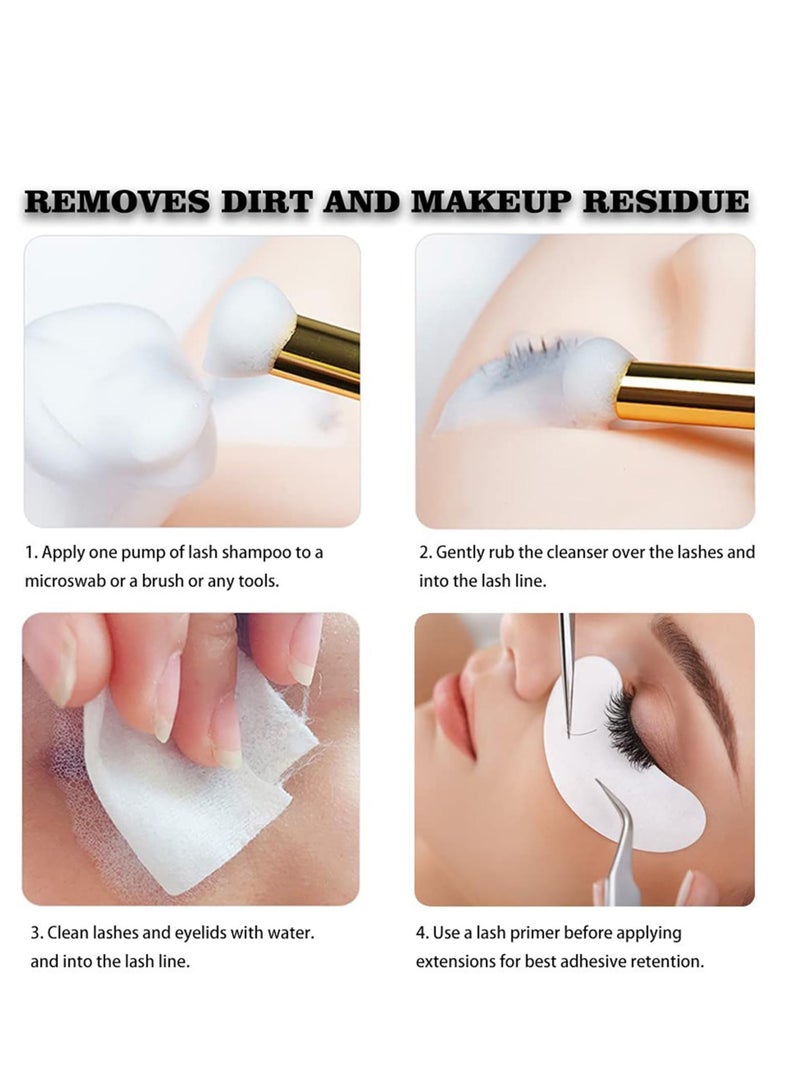 SYOSI Lash Shampoo 60g with Brush - Eyelash & Eyelid Foaming Cleanser, Extension Cleanser & Makeup Remover for Salon & Home Use  - Image 2