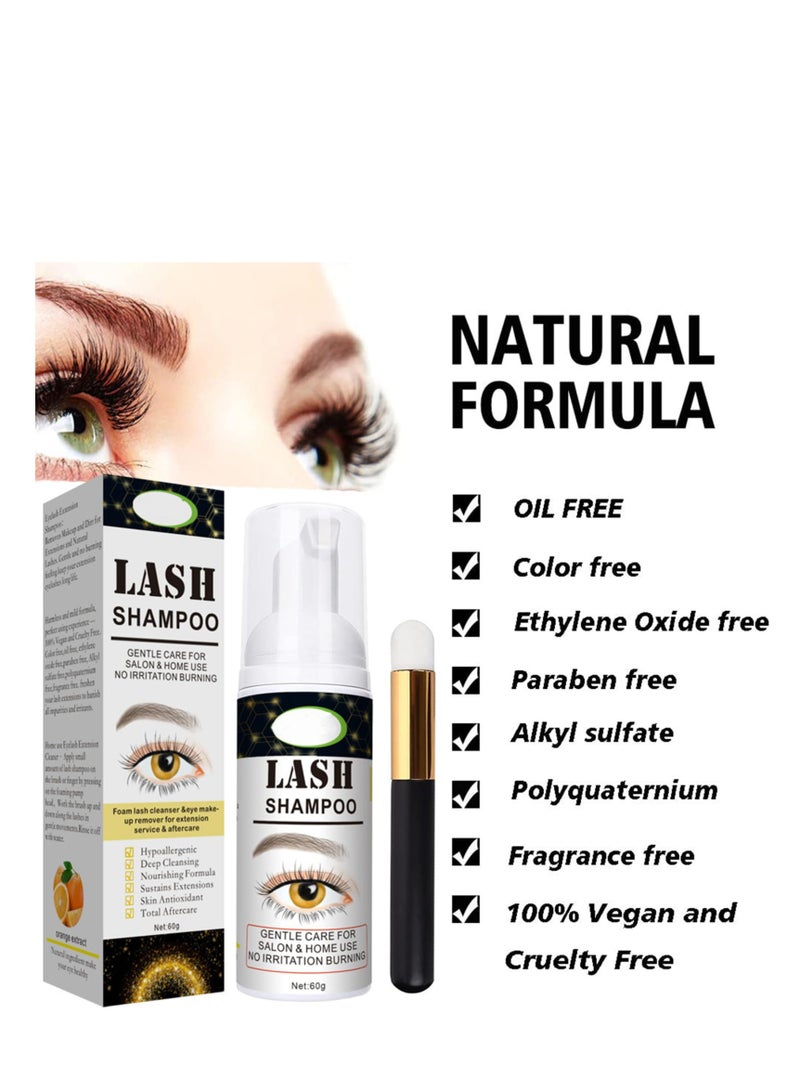 SYOSI Lash Shampoo 60g with Brush - Eyelash & Eyelid Foaming Cleanser, Extension Cleanser & Makeup Remover for Salon & Home Use  - Image 4