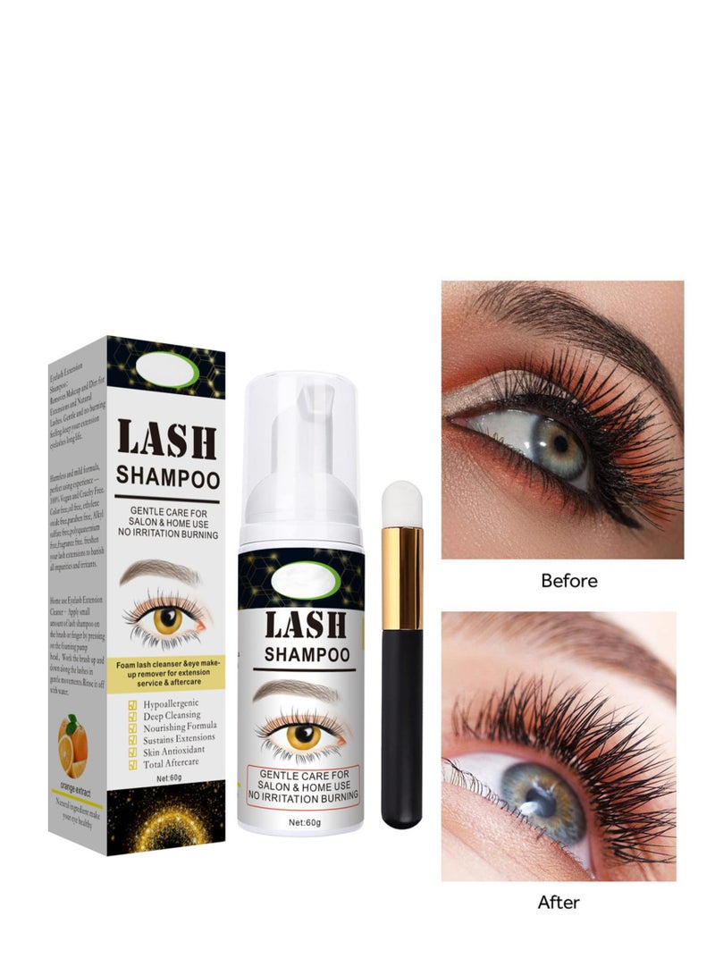 SYOSI Lash Shampoo 60g with Brush - Eyelash & Eyelid Foaming Cleanser, Extension Cleanser & Makeup Remover for Salon & Home Use  - Image 5