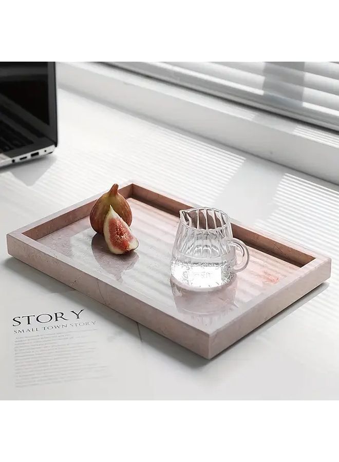 Elegant Ancient Wood Grain Tray Decorative Stone Organizer For Desktop Kitchen Bathroom Coffee Table Multi-Purpose Home Decor Candle Soap Towel Plant Tissue Holder - Image 1