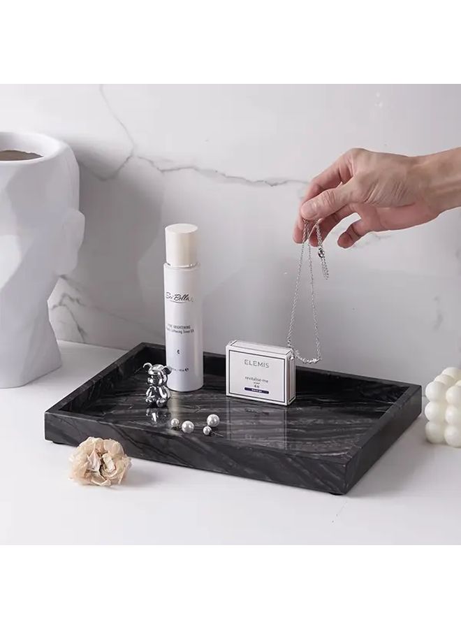 Elegant Ancient Wood Grain Tray Decorative Stone Organizer For Desktop Kitchen Bathroom Coffee Table Multi-Purpose Home Decor Candle Soap Towel Plant Tissue Holder - Image 4