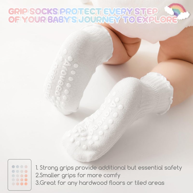 Aroveea Baby Toddler Socks Grip Non Slip Boys Girls Cotton 12 Pack for 1-3T Kids Ankle Cute Socks 6M-7Years - Image 3