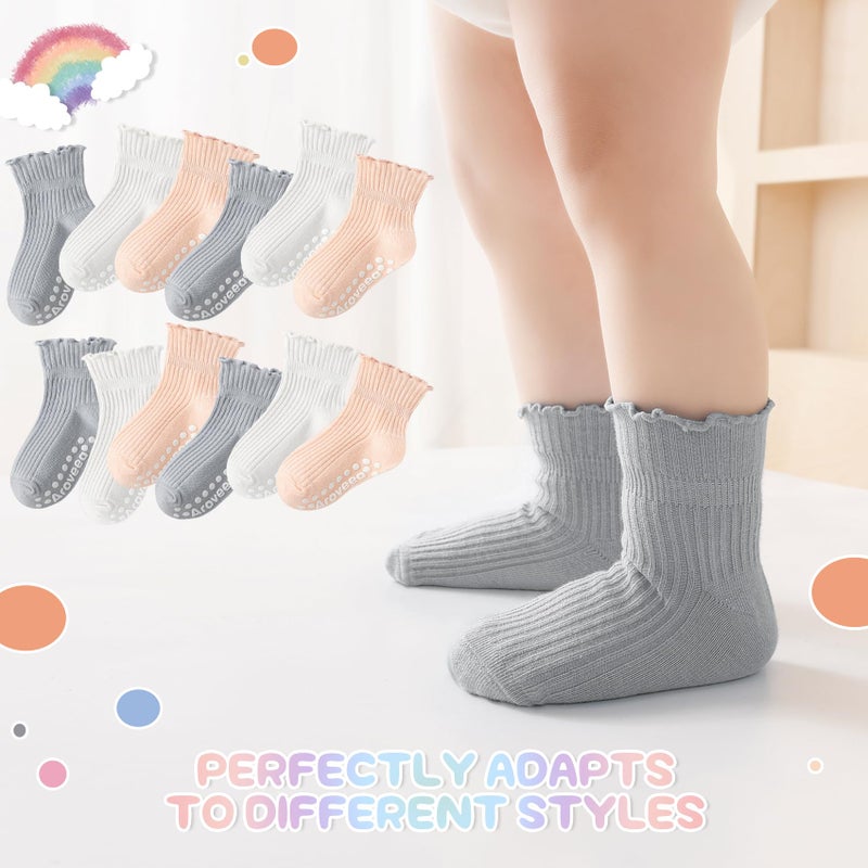 Aroveea Baby Toddler Socks Grip Non Slip Boys Girls Cotton 12 Pack for 1-3T Kids Ankle Cute Socks 6M-7Years - Image 5