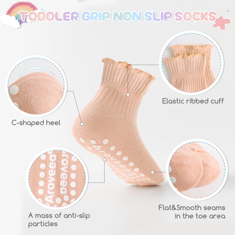 Aroveea Baby Toddler Socks Grip Non Slip Boys Girls Cotton 12 Pack for 1-3T Kids Ankle Cute Socks 6M-7Years - Image 2