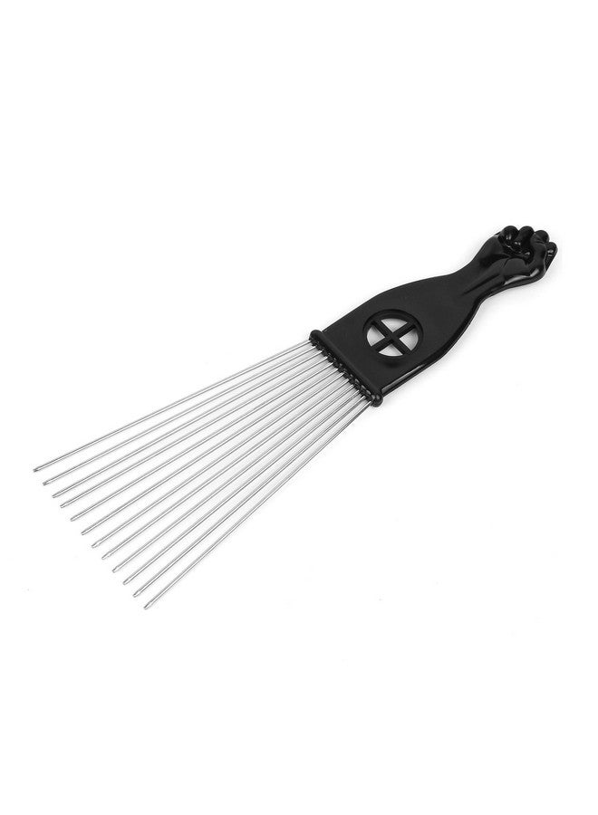 Folansy 2 Pcs Afro Comb Metal African American Pick Comb Hairdressing Styling Tool Hair Pick For Hair Styling … (Black4 2Pack) - Image 5