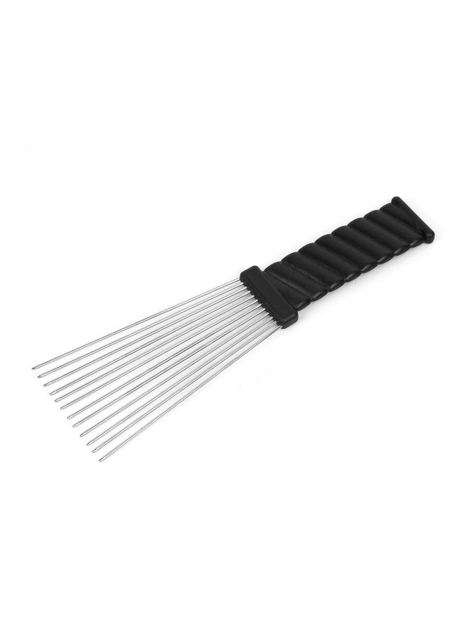 Folansy 2 Pcs Afro Comb Metal African American Pick Comb Hairdressing Styling Tool Hair Pick For Hair Styling … (Black4 2Pack) - Image 4