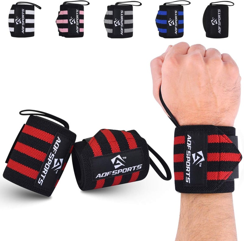 AQF Wrist Wraps for Weightlifting - USPA & IPL Approved 18" Gym Wrist Support with Thumb Loop - Heavy Duty Lifting Wrist Straps for Fitness, Workout, Powerlifting, & Bodybuilding (Pair) - Image 1