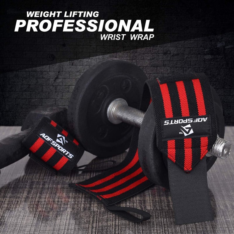 AQF Wrist Wraps for Weightlifting - USPA & IPL Approved 18" Gym Wrist Support with Thumb Loop - Heavy Duty Lifting Wrist Straps for Fitness, Workout, Powerlifting, & Bodybuilding (Pair) - Image 4