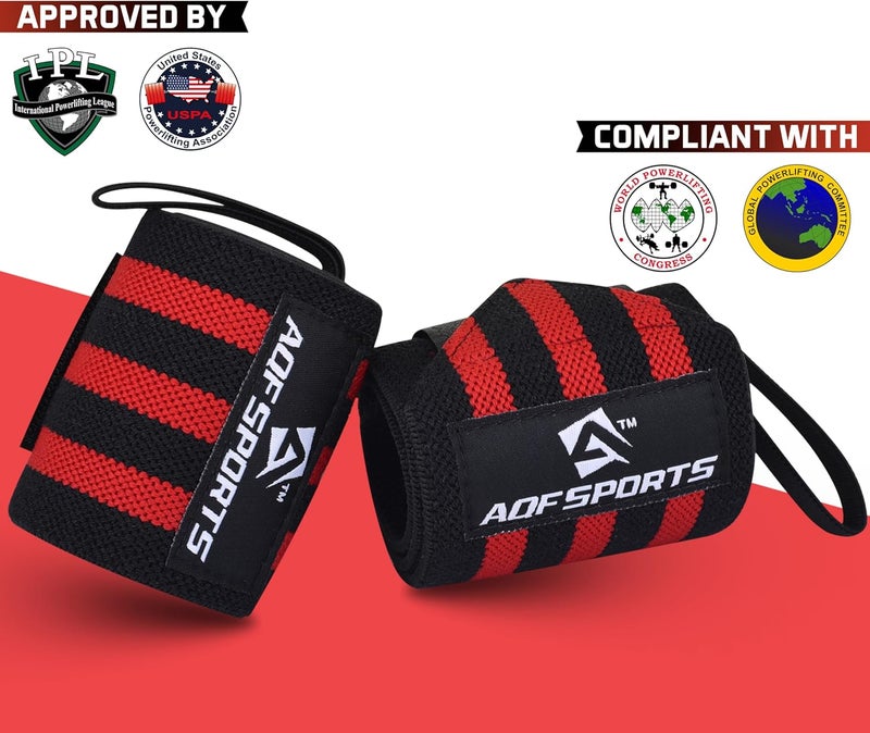 AQF Wrist Wraps for Weightlifting - USPA & IPL Approved 18" Gym Wrist Support with Thumb Loop - Heavy Duty Lifting Wrist Straps for Fitness, Workout, Powerlifting, & Bodybuilding (Pair) - Image 2