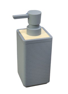 Happy Home Woven Square Soap Dispenser with Bamboo Touch, 280ml, Perfect for Kitchen and Bathroom, Countertop Soap Dispenser 16cm-Grey  - Image 1