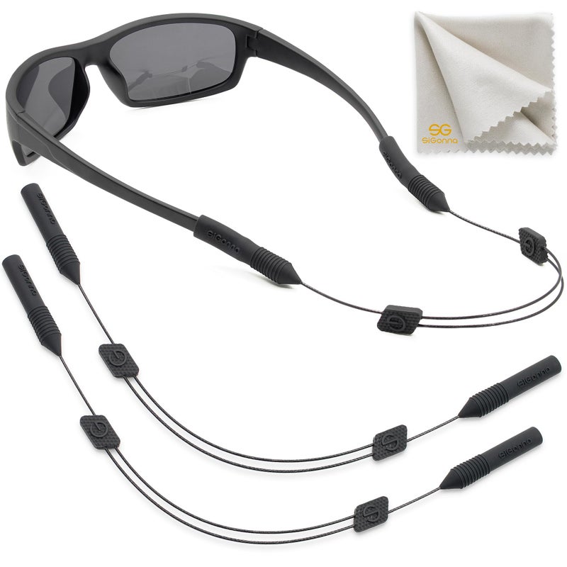 SIGONNA Eye Glasses String Strap Holder No Tail Sunglass Strap for Men Adjustable Eyeglass Strap for Women Wired Eyewear Retainer Lanyard 2 Cords 13 M