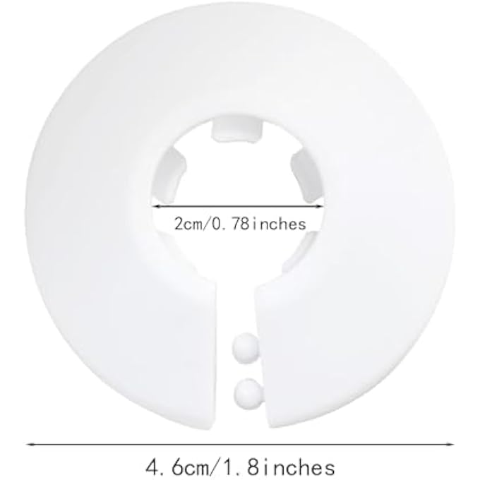 16 PCS WHITE RADIATOR PIPE COVER, PLASTIC COLLARS TIDY DECORATION LIGHTWEIGHT ESCUTCHEON COVER PLATE WHITE PLASTIC PIPE SLEEVE 20 MM DIAMETER RING FOR RADIATOR, HEATING DECORATION - Image 2