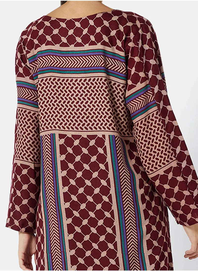 HANA & SARA All-Over Printed Jalabiya