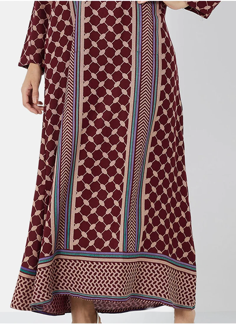 HANA & SARA All-Over Printed Jalabiya