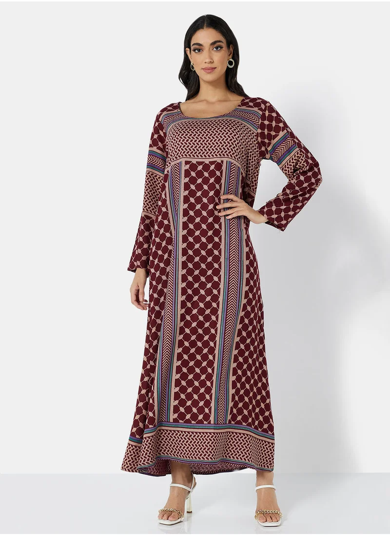 HANA & SARA All-Over Printed Jalabiya