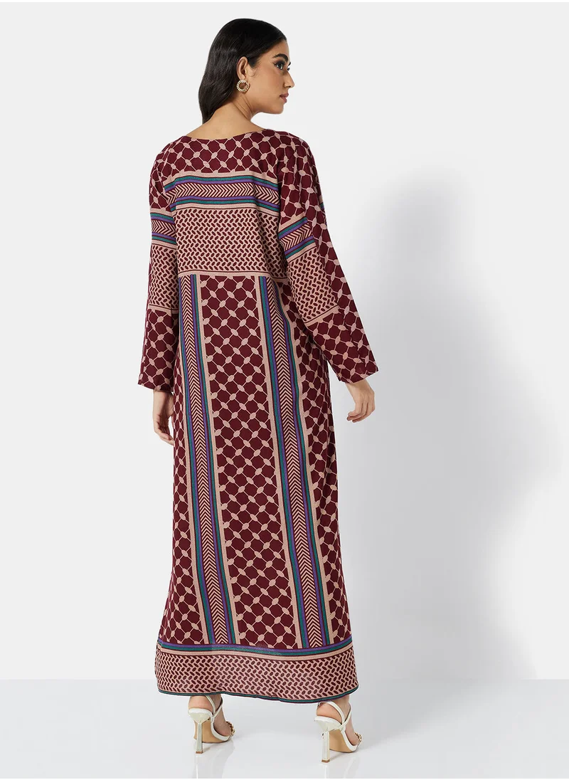 HANA & SARA All-Over Printed Jalabiya