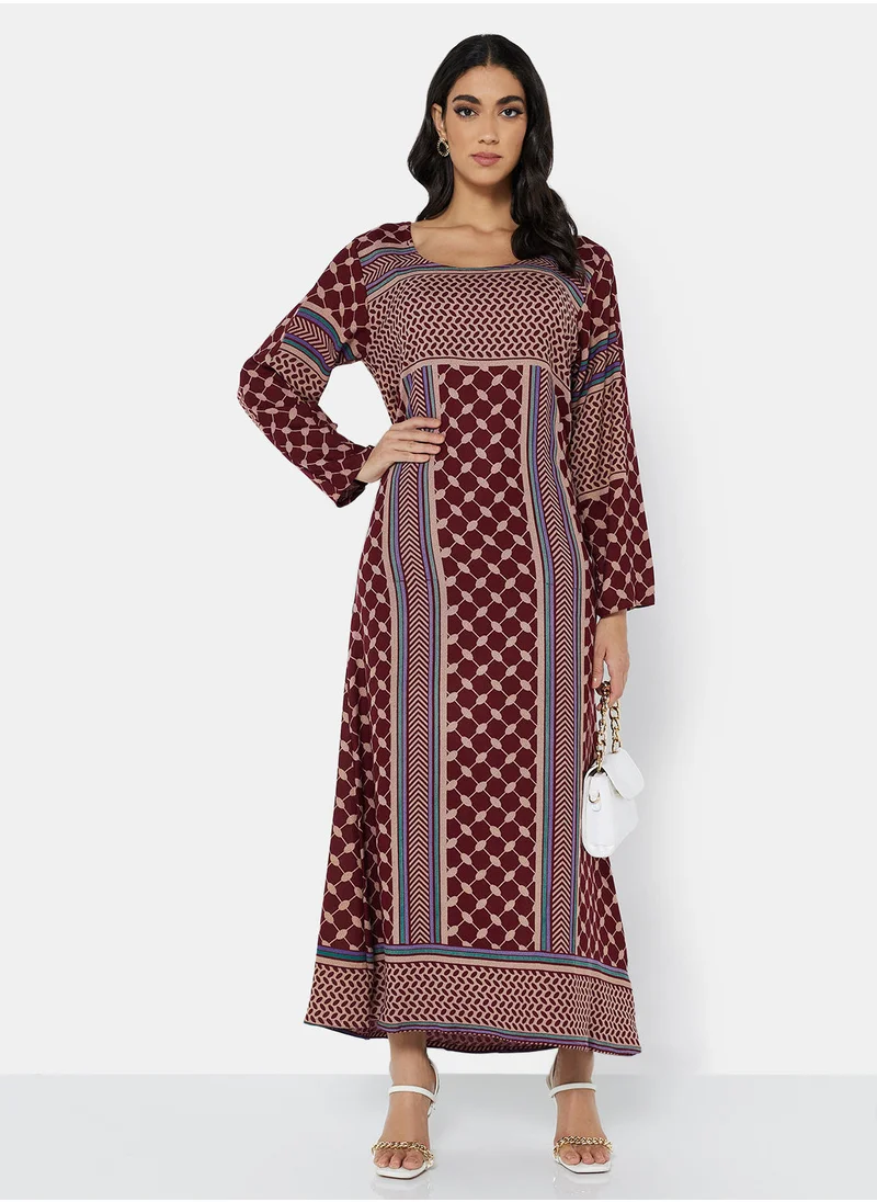 HANA & SARA All-Over Printed Jalabiya