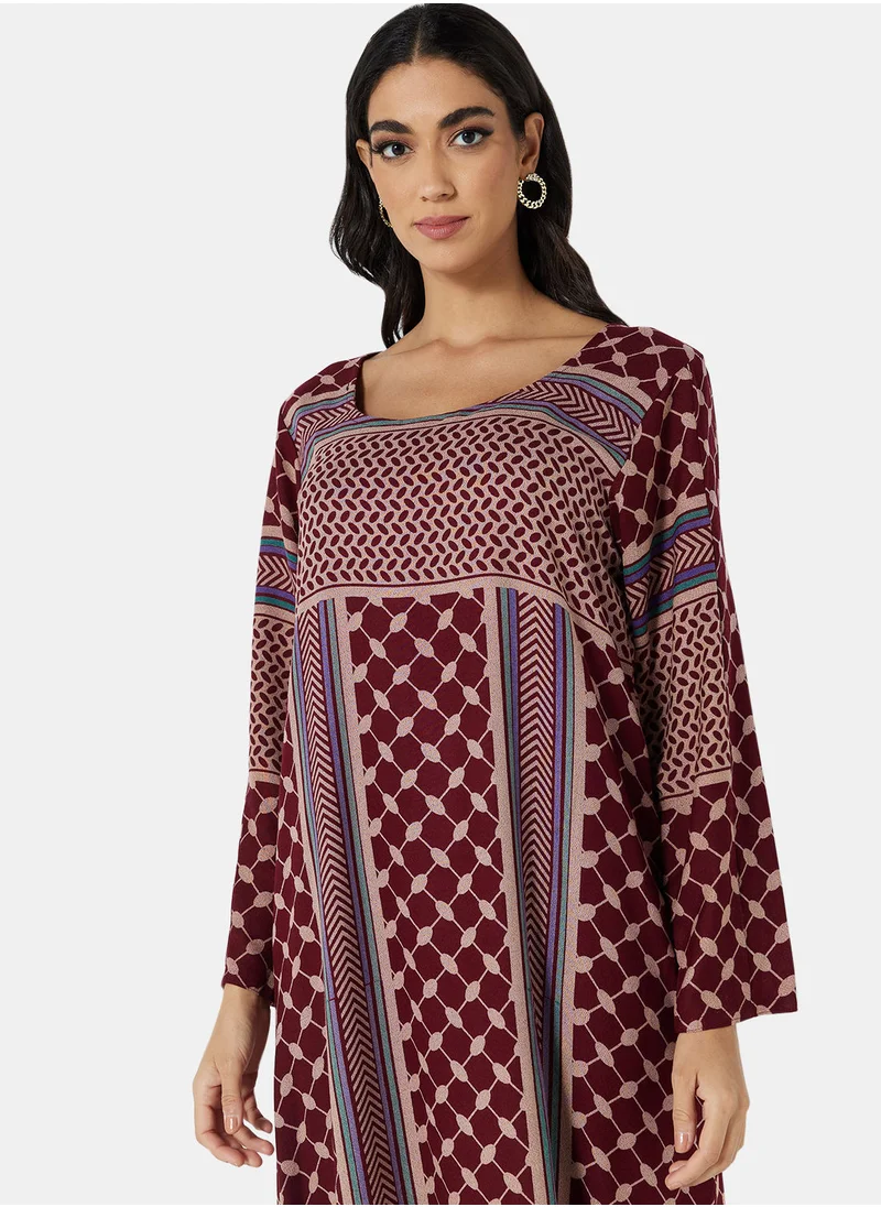 HANA & SARA All-Over Printed Jalabiya