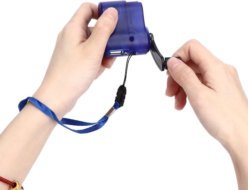 شاحن هاتف بمحرك يدوي USB محمول ومتين، جهد 5V، مناسب للتنزه والتخييم في الهواء الطلق (أزرق) - Image 4