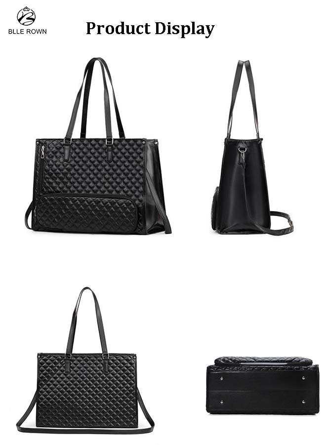 بليه روان حقيبة يد نسائية متعددة الوظائف حقيبة يد نسائية أنيقة سوداء مبطنة أنيقة مبطنة للسيدات مع مقصورة معزولة سعة كبيرة لحمل حقيبة الكتف للأمهات/المكتب/خارج المنزل - Image 3