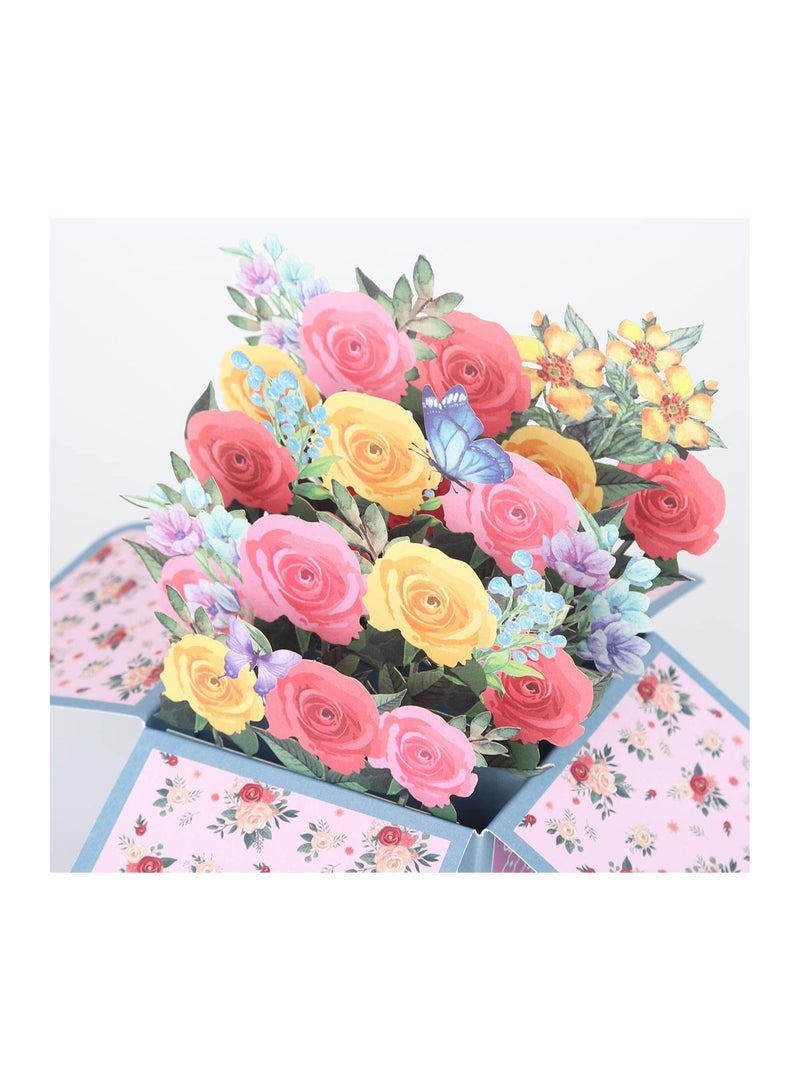 3D Pop-Up Flower Basket Greeting Card, Butterfly Pop-Up Card for Birthdays and Anniversaries, Handmade Flower Bouquet Card, Perfect Gift for Special Occasions. - Image 2