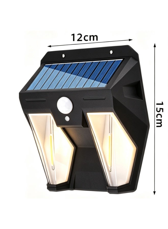مصباح حائط LED خارجي يعمل بالطاقة الشمسية مع مستشعر حركة PIR ومستشعر ليلي، مقاوم للماء - أسود/رمادي - Image 5